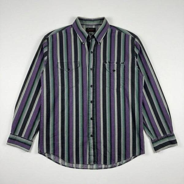 Vintage Ruddock Men's Long-Sleeve Polo Button-Up USA-Made Collared Shirt (XL)