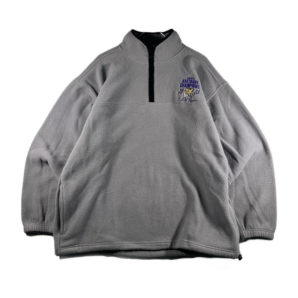 Vintage 2003 Men's LSU Tigers Football Quarter-Zip Pullover Sweatshirt Gray (XL)