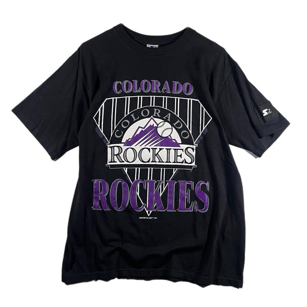 Vintage Z Starter Men's Colorado Rockies Baseball Graphic T Shirt 90s (Medium)