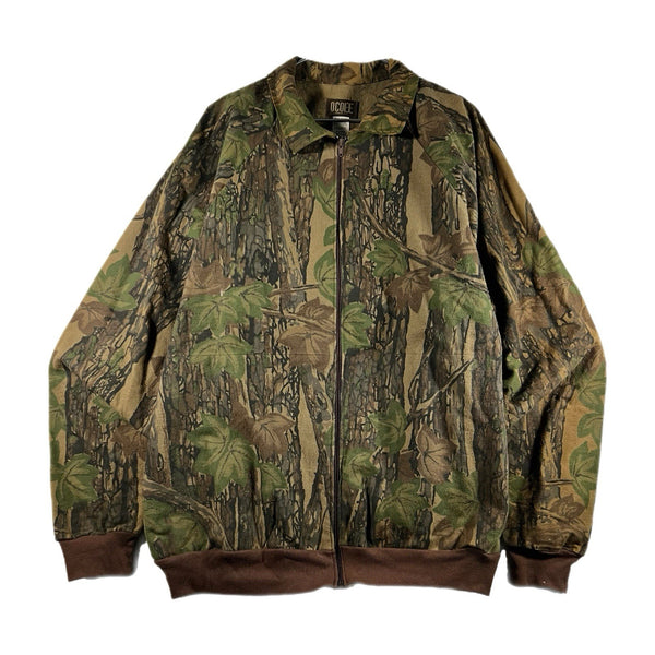 Vintage 80s Men's USA-Made 100%-Cotton Camo Camouflage Full-Zip Jacket (XL)