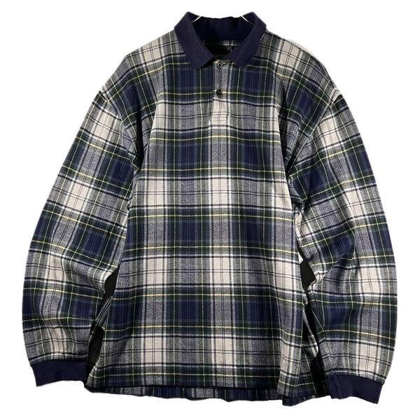Vintage Roundtree & Yorke Men's Plaid Long-Sleeve Rugby Knit Polo Shirt (Large)