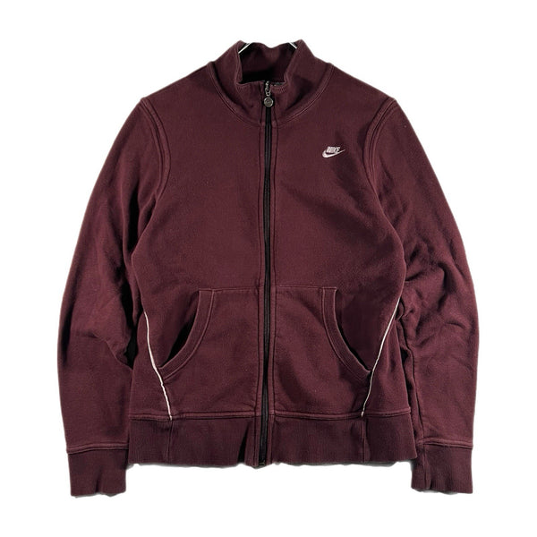 Vintage Nike Women's Full-Zip Fleece Jacket Maroon Silver-Tag Rare (Medium)