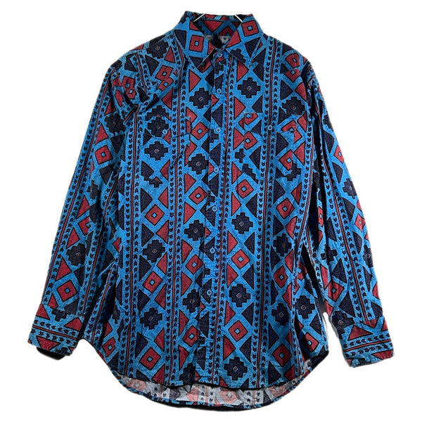 Vintage Wrangler Brushpopper Southwestern Aztec Multicolor Western Shirt (Large)