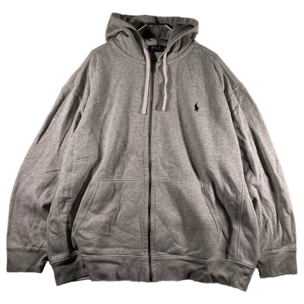 Vintage Polo Ralph Lauren Full-Zip Heavyweight Y2K Hoodie Sweatshirt Gray (3XL)