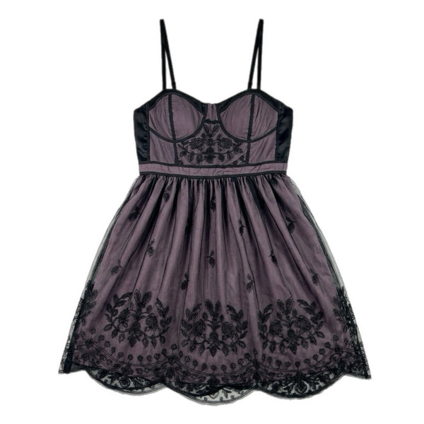 Y2K American Eagle Outfitters Women’s Dress Gothic Skirt Purple/Black (Medium)
