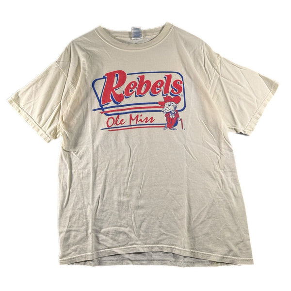 Vintage Men's Ole Miss NCAA Football USA Graphic T Shirt (Large)