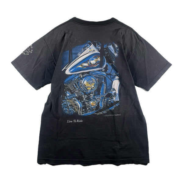Vintage Harley-Davidson Men's Motorcycle AOP Graphic Pocket T Shirt Fade (Large)