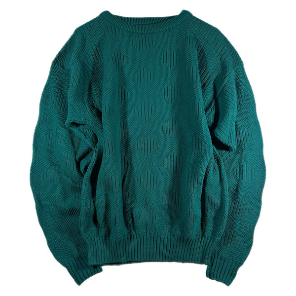 Vintage Jantzen Men's USA-Made Heavyweight Textured Pullover Sweater Teal (XL)