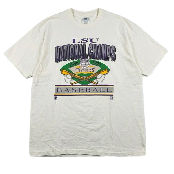 Vintage 1996 Men's LSU Tigers Baseball Champs USA-Made Graphic T Shirt (XL)