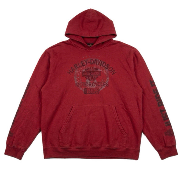 Harley-Davidson Men's Motorcycle Biker Graphic Pullover Hoodie Red (Large)