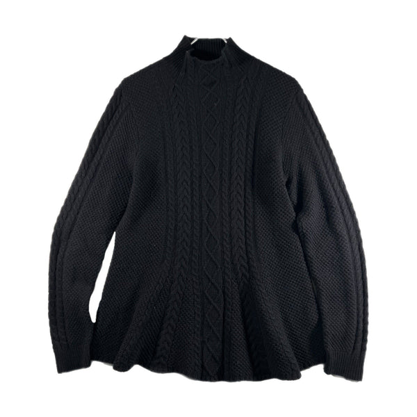 Vintage Ralph Lauren Women's Cable-Knit Pullover Sweater Dress Black (XL)