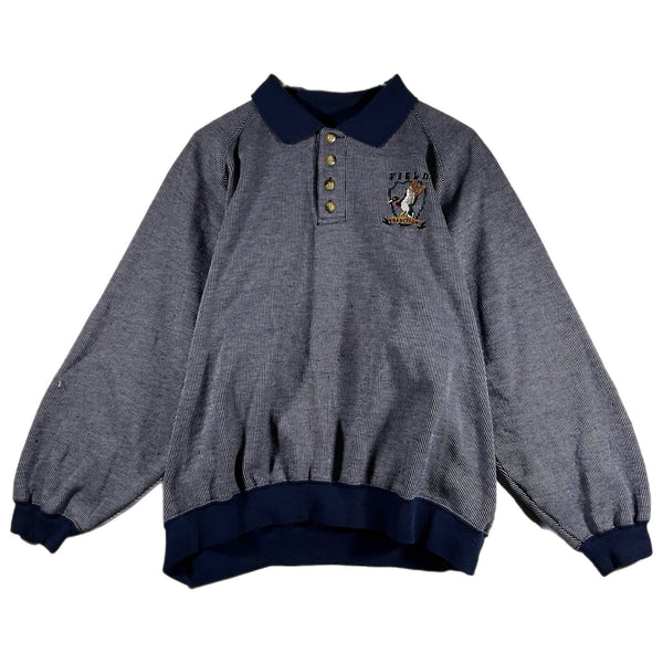 Vintage Lee Sport Men's Duck Hunting Stripe Collared Pullover Sweatshirt (Large)