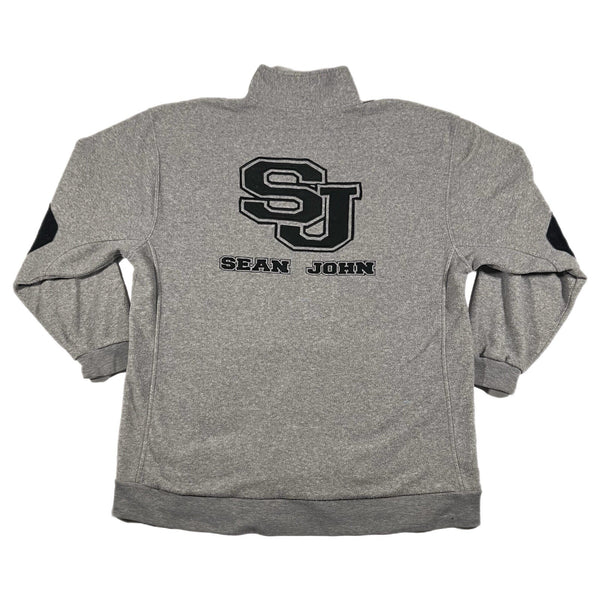 Vintage Y2K Sean John Long Sleeve Quarter Zip Collared Sweatshirt Gray (XL)