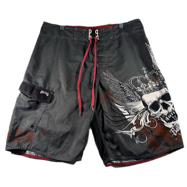 Vintage Y2K Billabong Men’s Surf Beach Skull Board Shorts Swim Trunks (Size 36)