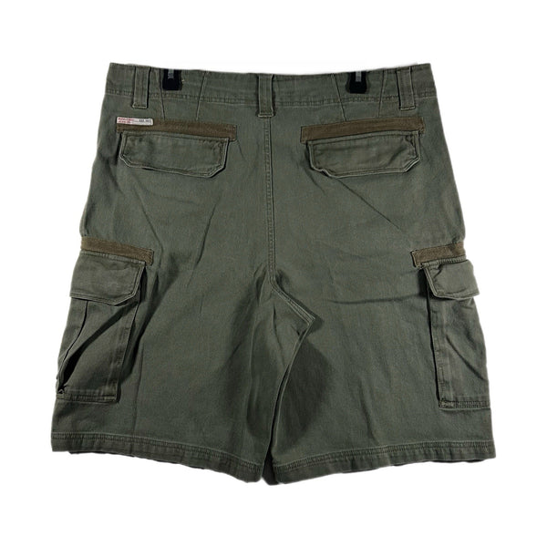 Vintage Bugle Boy Men's Cargo Shorts Drawstring Pockets Army-Green (Size 36)