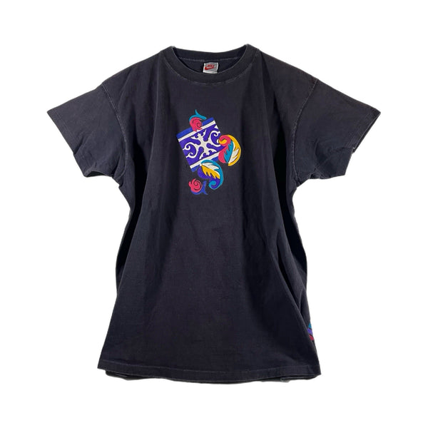 Vintage 80s Rare Nike Women's USA-Made Single-Stitch Graphic T Shirt Black (XL)