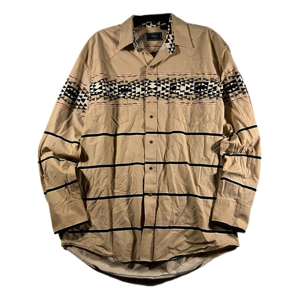 Vintage Roper Men's Aztec Brushpopper Snap Western Cowboy Collared Shirt (Large)