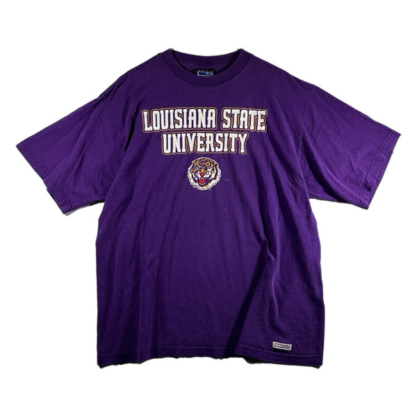 Vintage LSU Tigers Men's Mascot Heavyweight Graphic T Shirt Purple Rare (Large)