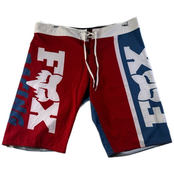 Y2K Fox Racing Men's Surf Swim Beach Board Shorts Trunks Red/Blue (Size 31)