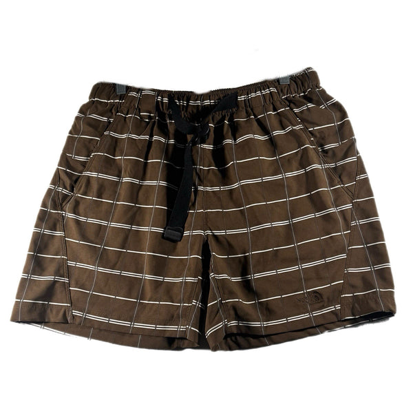 The North Face Men's Hiking Outdoor Belt Striped Shorts Brown (Medium)