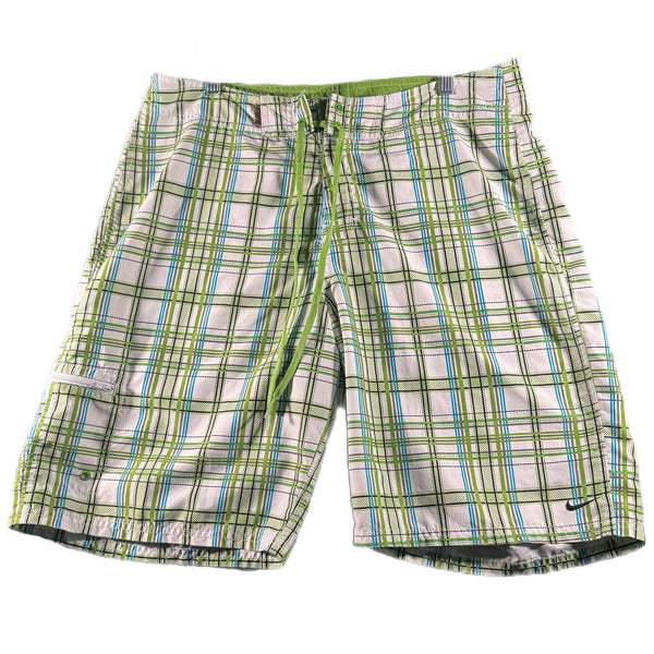 Vintage Y2K Nike Men's Athletic Swim Surf Beach Plaid Shorts Rare (Size 34)