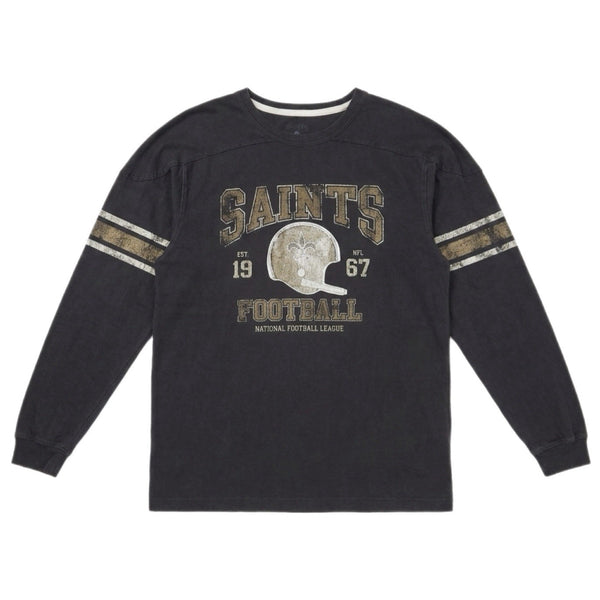 Vintage-Style Men's New Orleans Saints NFL Football Graphic T Shirt Black (2XL)