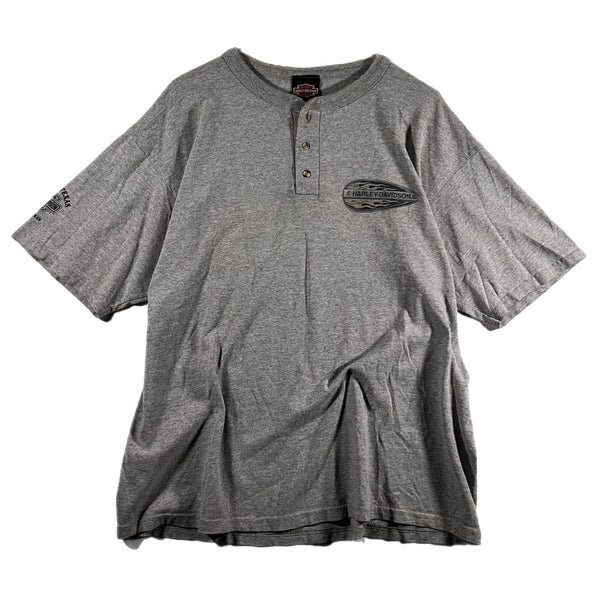 Vintage Harley Davidson Austin Texas Men's Henley Graphic Shirt Flame Gray (XL)