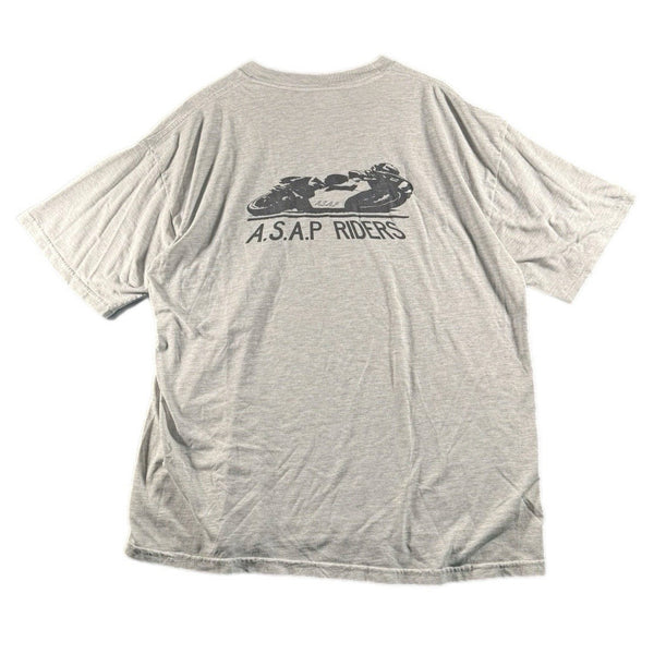 Vintage 90s ASAP Riders Men's Motorcycle Racing Biker Graphic T Shirt Gray (XL)