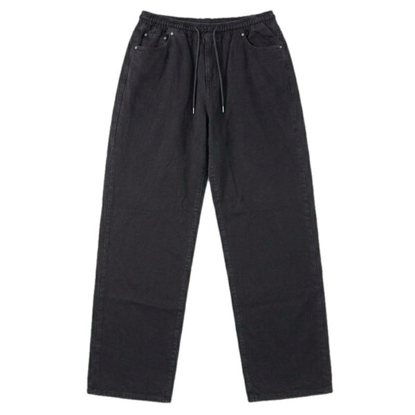 Boohoo Men's Relaxed Light Baggy Wide Denim Stretch Jeans Pants Black (Size 36)