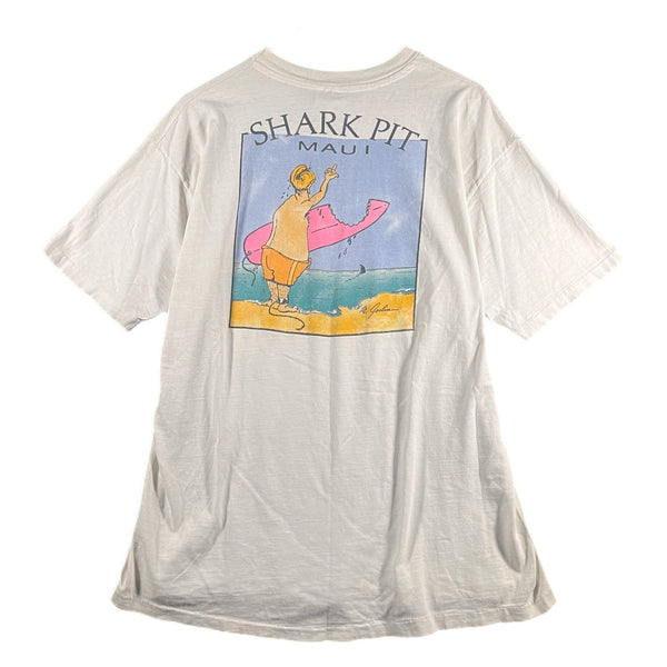 Vintage Shark Pit Maui Mens Double-Sided Graphic T Shirt Drinking Bar Beach (XL)