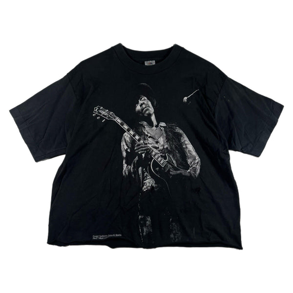 Vintage Jimi Hendrix Faded Guitar Band Cropped USA-Made Graphic T Shirt (Large)