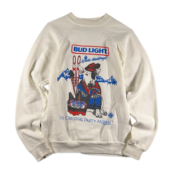 Vintage 1987 Spuds MacKenzie Bud Light Beer Graphic Crewneck Sweatshirt (Medium)