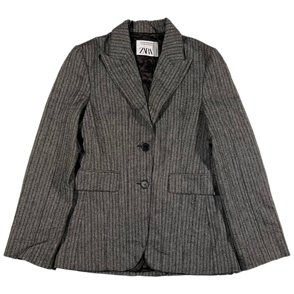 Zara Women's Pinstripe Business Casual Suit Jacket Gray/Black AW21 (X-Small)